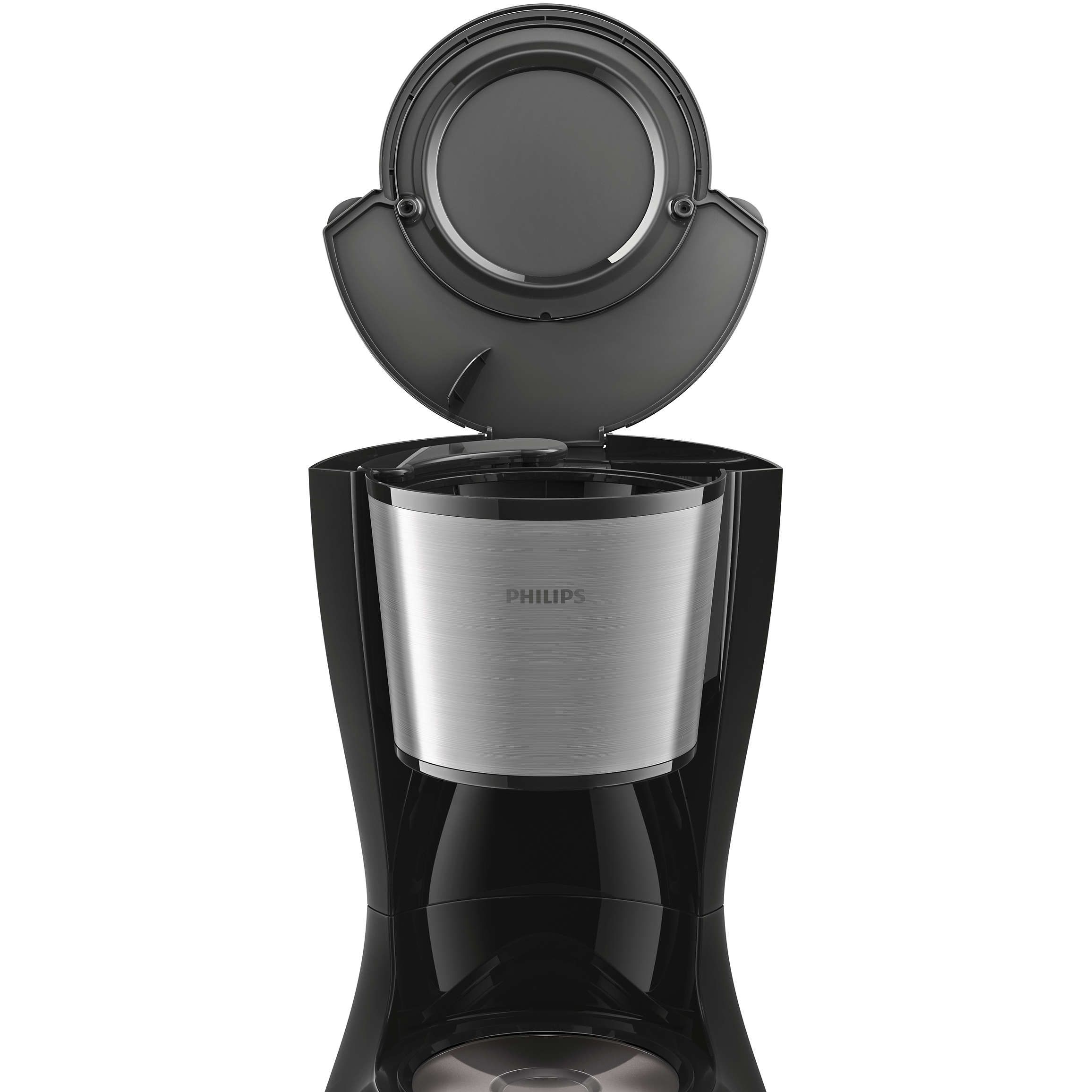 Cafetieră Philips Daily HD7462/20  920~1080W  Capacitate 1.2l (2~15 cești)  Cană de sticlă  Aroma Twister pentru gust intens  Timp preparare 10min  Sistem anti-picurare  Cablu 0.85m  Black Metal