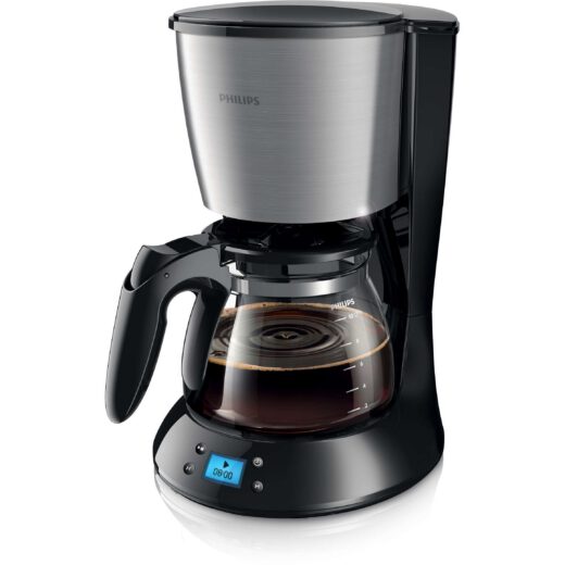 Cafetieră Philips Daily HD7459/20  920~1080W  Capacitate 1.2l (2~15 cești)  Cană de sticlă  Afișaj  Aroma Twister pentru gust intens  Sistem anti-picurare  Oprire automată  Cablu 0.85m  Black Metal