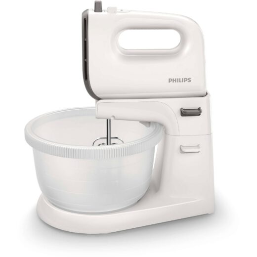 Mixer cu bol și stand Philips Viva Seria 5000 HR3745/00  450W (5 viteze + Turbo)  Bol 3l rotativ cu acționare automată  Palete conice  Buton de îndepărtare rapidă a paletelor  Picioare cu ventuze  Cablu 1.2m  Cashmere