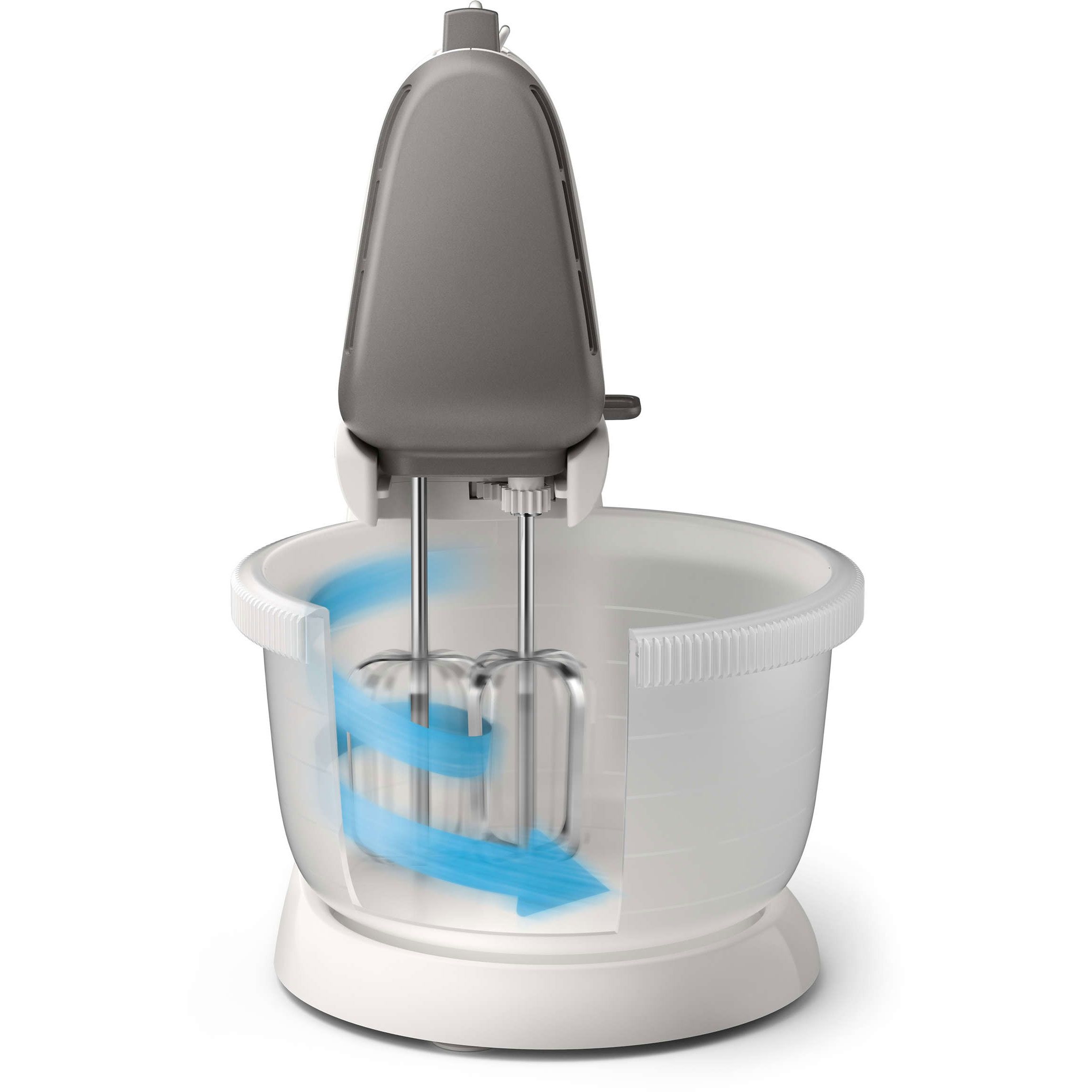 Mixer cu bol și stand Philips Viva Seria 5000 HR3745/00, 450W (5 viteze + Turbo), Bol 3l rotativ cu acționare automată, Palete conice, Buton de îndepărtare rapidă a paletelor, Picioare cu ventuze, Cablu 1.2m, Cashmere