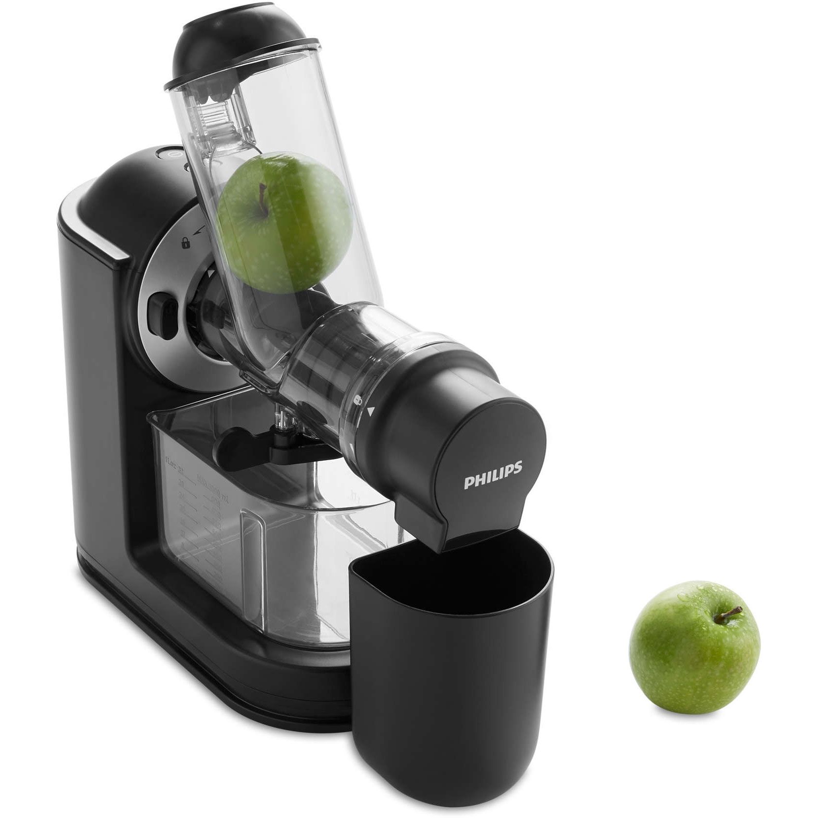 Storcător prin presare la rece Philips Viva HR1889/70, Tehnologie QuickClean, 150W, tub de alimentare XL de 70mm, Recipient suc 1 l, Recipient pulpă 0.75 l, Culoare: Negru