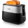 Prăjitor de pâine Philips Daily HD2516/90, 830W (8 trepte), 2 fante,Grilaj încorporat Dezghețare, Încălzire, High Lift, Buton STOP, Tavă firimituri detașabilă, Centrare automată, Oprire automată, Black-Sil