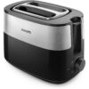 Prăjitor de pâine Philips Daily HD2516/90, 830W (8 trepte), 2 fante,Grilaj încorporat Dezghețare, Încălzire, High Lift, Buton STOP, Tavă firimituri detașabilă, Centrare automată, Oprire automată, Black-Sil