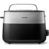 Prăjitor de pâine Philips Daily HD2516/90, 830W (8 trepte), 2 fante,Grilaj încorporat Dezghețare, Încălzire, High Lift, Buton STOP, Tavă firimituri detașabilă, Centrare automată, Oprire automată, Black-Sil