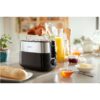 Prăjitor de pâine Philips Daily HD2516/90, 830W (8 trepte), 2 fante,Grilaj încorporat Dezghețare, Încălzire, High Lift, Buton STOP, Tavă firimituri detașabilă, Centrare automată, Oprire automată, Black-Sil