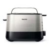 Prăjitor de pâine Philips Viva HD2637/90, 950W (7 trepte), 2 fante, Dezghețare, Încălzire, Grătar chifle integrat, High Lift, Buton STOP, Tavă firimituri, Centrare automată, Oprire automată, Negru