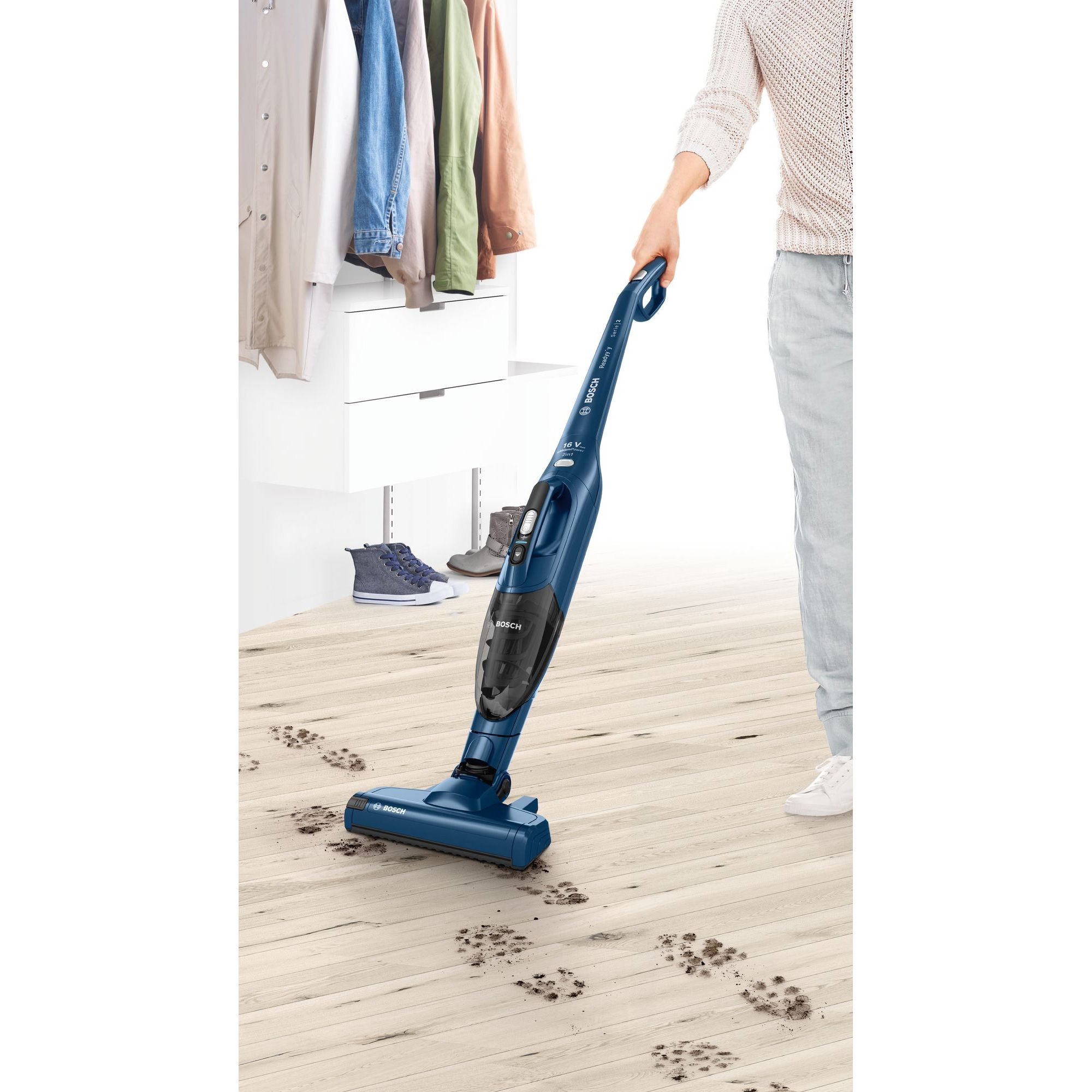 Aspirator vertical 2în1 BOSCH Serie 2 Readyy’y 16Vmax BCHF216S, Night Blue Injection