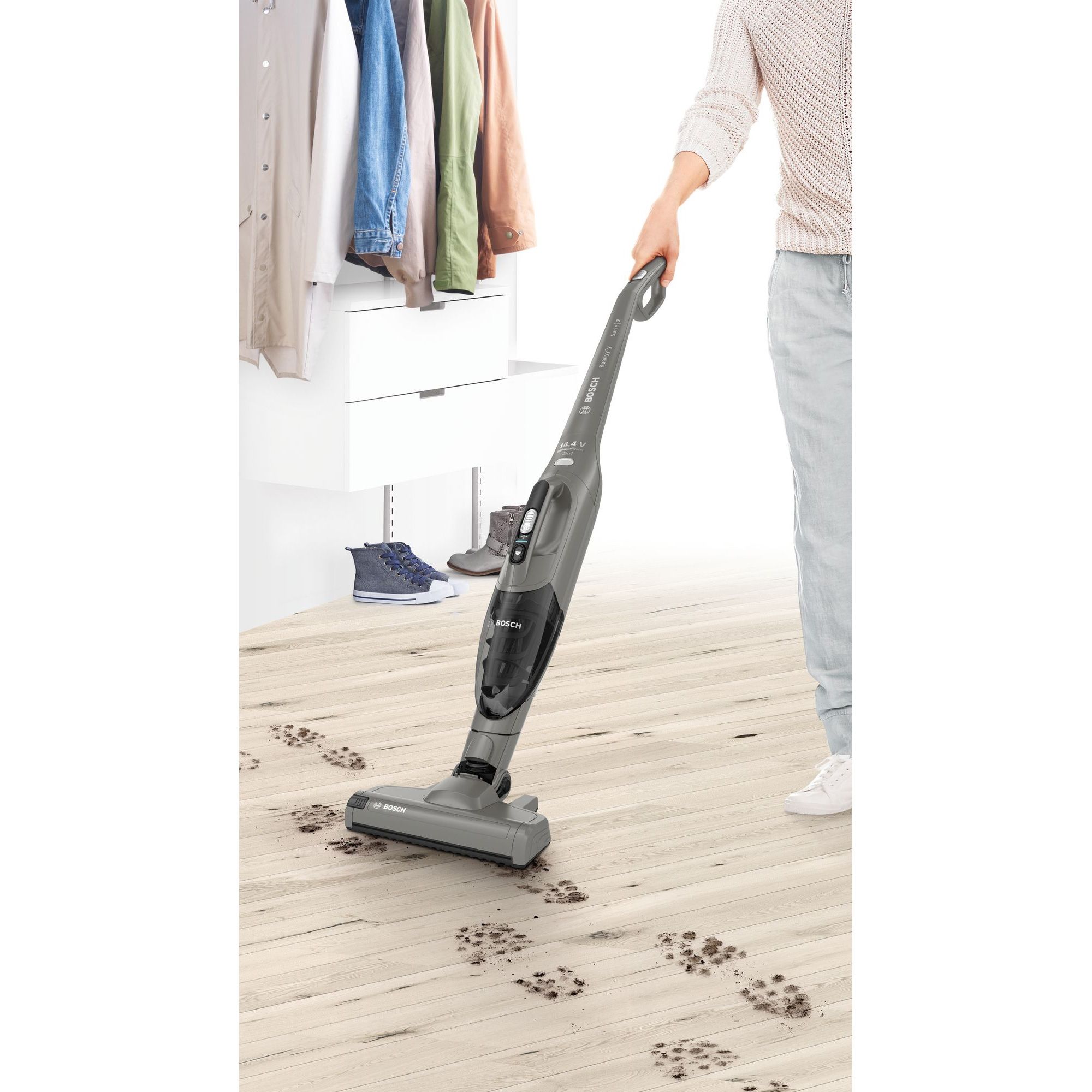 Aspirator vertical 2în1 BOSCH Serie 2 Readyy’y 14.4V BBHF214G, Graphite Injection