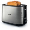 Prăjitor de pâine Philips Viva HD2650/90  950W (8 trepte)  2 fante  Grătar chifle integrat  Dezghețare  Încălzire  High Lift  Buton STOP  Tavă firimituri  Centrare automată  Oprire automată  Carcasă inox