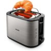 Prăjitor de pâine Philips Viva HD2650/90, 950W (8 trepte), 2 fante, Grătar chifle integrat, Dezghețare, Încălzire, High Lift, Buton STOP, Tavă firimituri, Centrare automată, Oprire automată, Carcasă inox