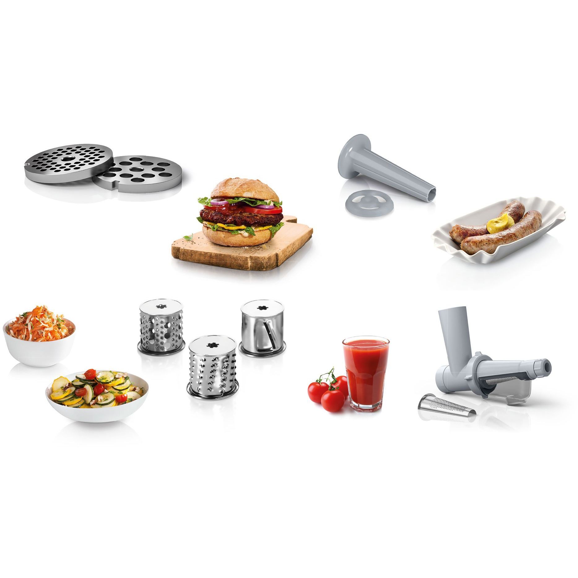 Mașină de tocat carne BOSCH SmartPower MFW2517W, 350W, Accesoriu pentru mărunțire, Storcător pentru fructe și legume moi, Accesoriu pentru cârnați, Albă