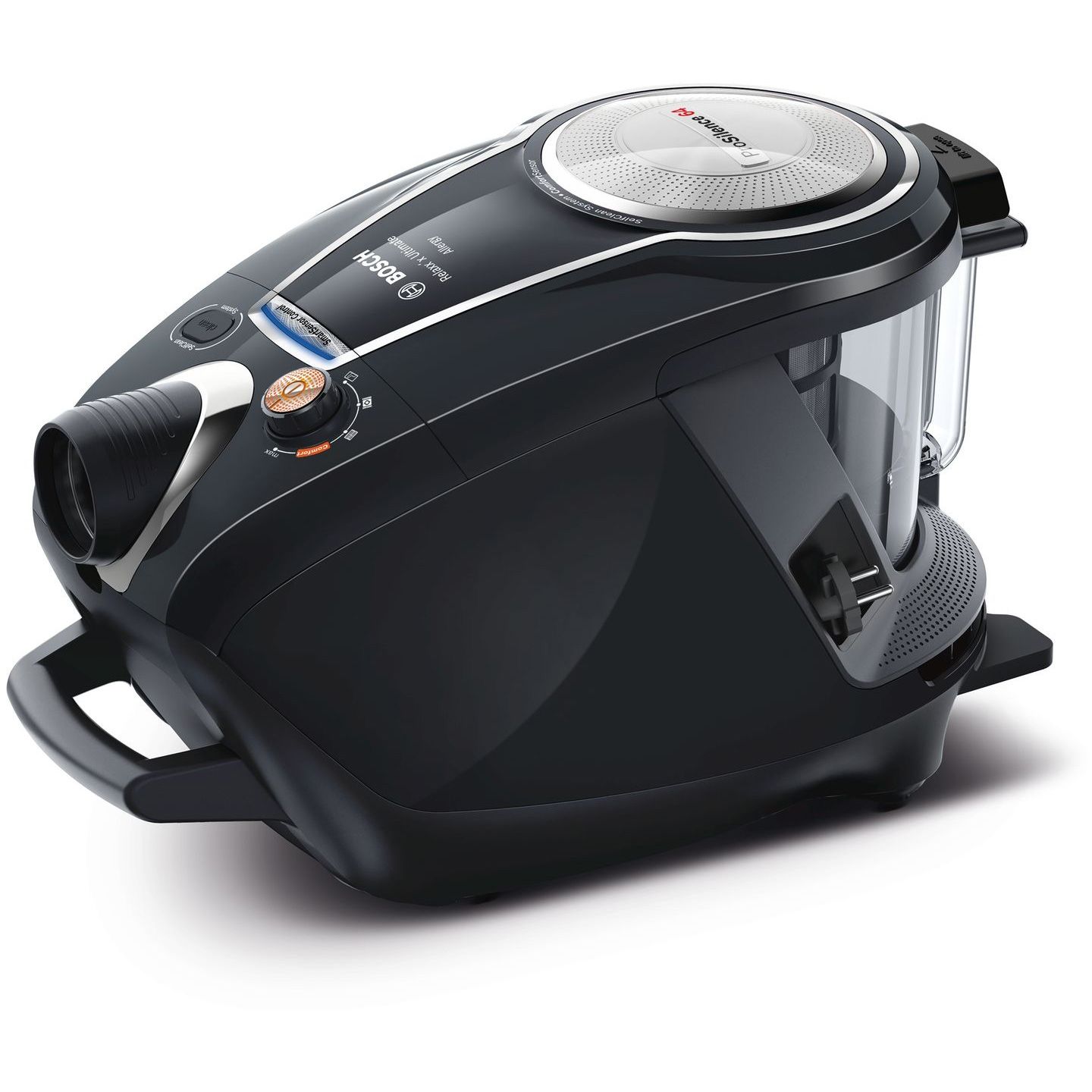 Aspirator fără sac BOSCH Serie 8 Relaxx’x Ultimate ProSilence BGS7MS64, 800W, Praf 3l, C8m, Silențios 64dBA, Filtru HEPA, SelfClean System, SmartSensor Control, Automatic AirCycle, 6.70kg, Negru