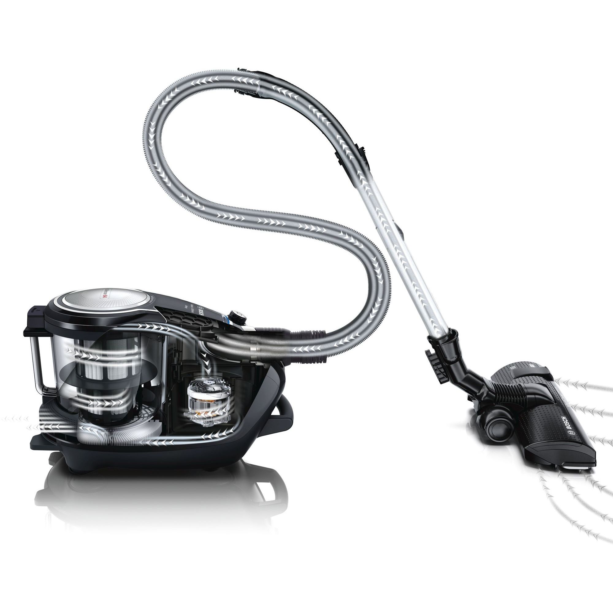 Aspirator fără sac BOSCH Serie 8 Relaxx’x Ultimate ProSilence BGS7MS64, 800W, Praf 3l, C8m, Silențios 64dBA, Filtru HEPA, SelfClean System, SmartSensor Control, Automatic AirCycle, 6.70kg, Negru