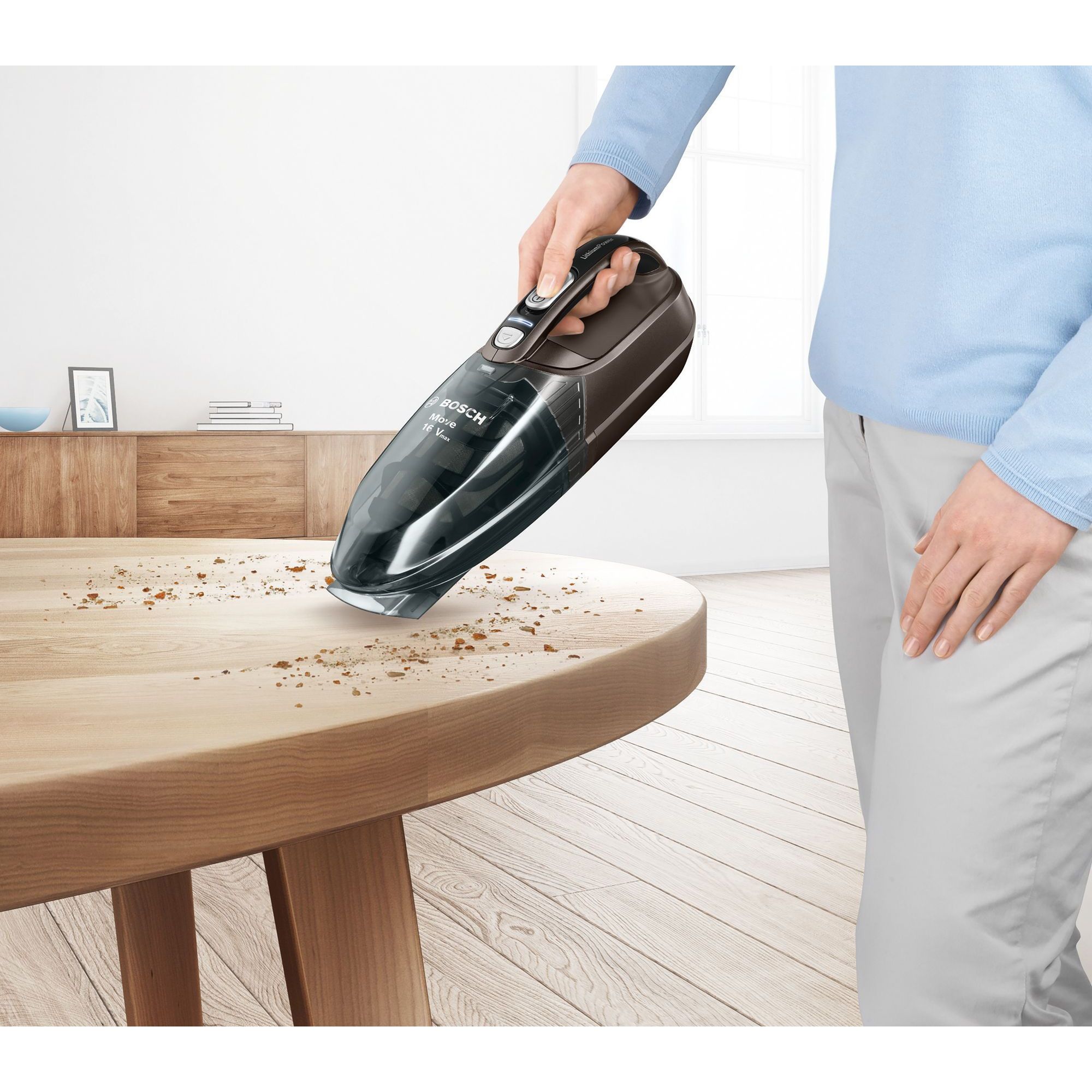 Aspirator de mână BOSCH Move LithiumPower BHN16L, 2 trepte, Acc. Li-Ion de 14.4V, Filtru lavabil, G1.1kg, Taupe Injection