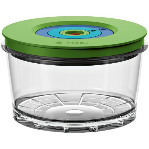 Caserolă vacuum BOSCH MMZV0SB1 – 17002894  1.5l  Vas durabil din Tritan rezistent la șoc  Fără BPA  Nu lasă gust sau miros  Poate fi folosită în cuptorul cu microunde și mașina de spălat vase  Setare