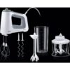 Mixer de mână BRAUN MultiMix 5 HM5137WH – 0X22211070, 750W (9 viteze și Turbo), Pahar gradat 0.6L, Tocător 0.5l, Picior păsător inox, 2 palete, 2 cârlige