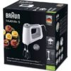 Mixer de mână BRAUN MultiMix 5 HM5137WH – 0X22211070, 750W (9 viteze și Turbo), Pahar gradat 0.6L, Tocător 0.5l, Picior păsător inox, 2 palete, 2 cârlige