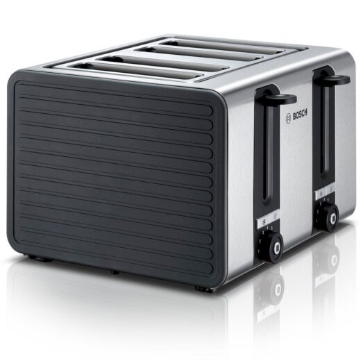 Prăjitor de pâine BOSCH TAT7S45  1500~1800W (7 trepte)  4 fante  2 compartimente independente  Centrare automată  Senzor pentru prăjire uniformă  Dezghețare  Reîncălzire  Tastă STOP  Graphite