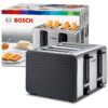 Prăjitor de pâine BOSCH TAT7S45, 1500~1800W (7 trepte), 4 fante, 2 compartimente independente, Centrare automată, Senzor pentru prăjire uniformă, Dezghețare, Reîncălzire, Tastă STOP, Graphite