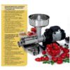 Mașină electrică de presat roşii Reber 9008 N n.3, Motor prin inducție de 400W, Funcționare continuă, Producție 70~140kg/h, Corp din fontă tratată, Filtru și pâlnie din oțel inoxidabil 304