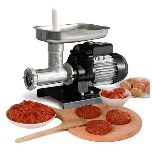 Mașină de tocat carne Reber 9501 N n.12, Putere 500W, Producție 50~90kg/h, Corp din fontă tratată, Pâlnie din inox 304, Găuri sită 6mm, 2 ștuțuri incluse