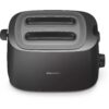 Prăjitor de pâine Philips Daily HD2582/90, 760~900W (8 trepte), 2 fante, Grătar chifle integrat, Dezghețare, Încălzire, High Lift, Buton STOP, Tavă firimituri, Oprire automată, Capac protecție, Deep Black