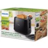 Prăjitor de pâine Philips Daily HD2582/90, 760~900W (8 trepte), 2 fante, Grătar chifle integrat, Dezghețare, Încălzire, High Lift, Buton STOP, Tavă firimituri, Oprire automată, Capac protecție, Deep Black
