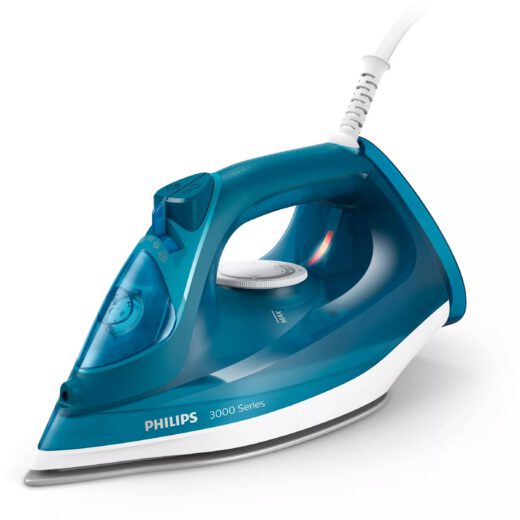 Fier de călcat cu abur Philips Seria 3000 DST3040/70  2600W  Continuu 40g/min  Jet 200g  Rezervor 300ml  Talpă Ceramică  Oprire automată  C1.9m  G1.27kg  Blue