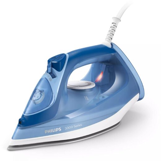 Fier de călcat cu abur Philips Seria 3000 DST3031/20  2400W  Continuu 40g/min  Jet 180g  Rezervor 300ml  Talpă Ceramică  Oprire automată  C1.9m  G1.27kg  Light Blue