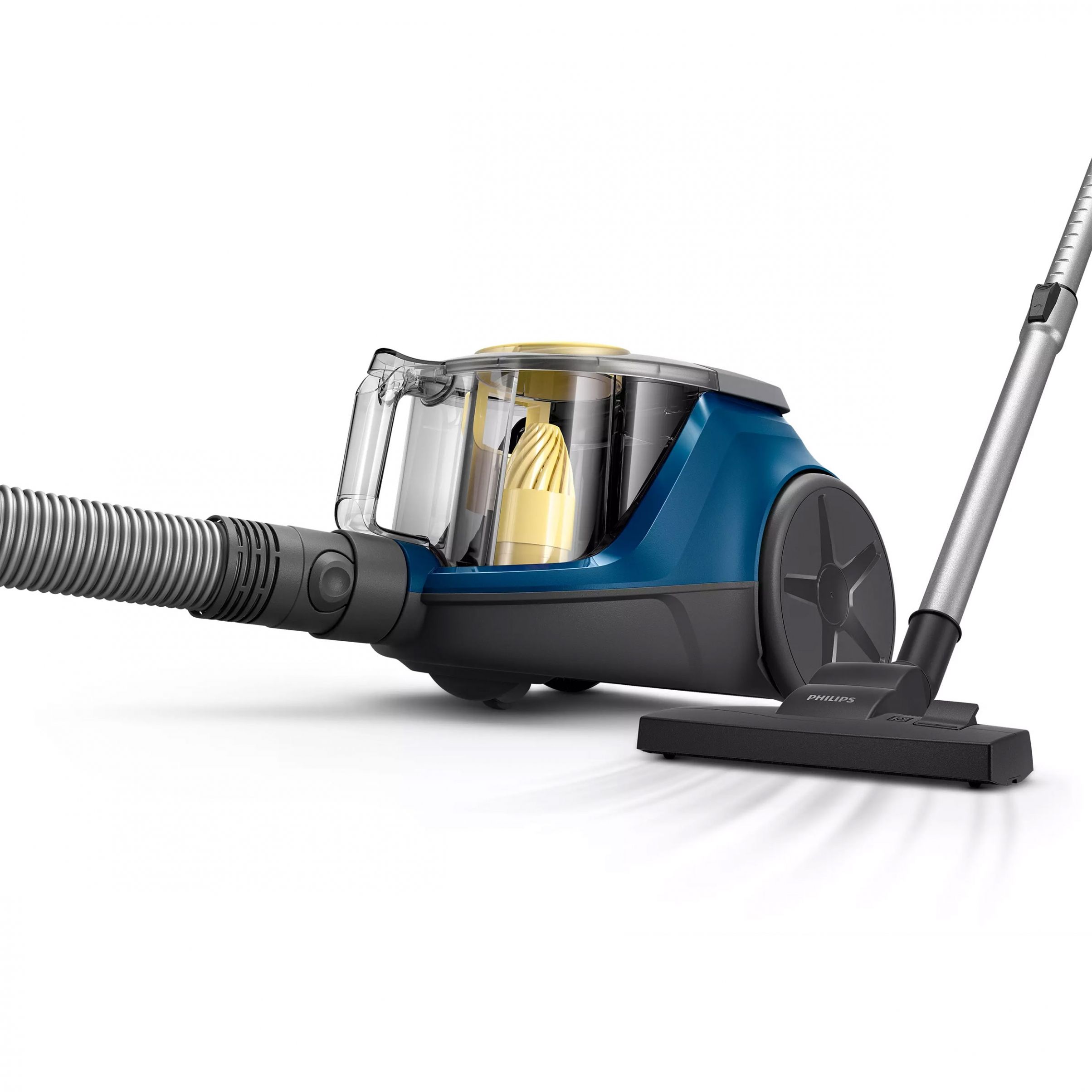 Aspirator fără sac Philips Seria 2000 XB2125/09, Asp uscată, 850W, Praf 1.3l, C6m, 77dBA, Filtru motor lavabil, Filtru evacuare Super Clean Air, PowerCyclone 4, Tub telescopic, Mâner, G4kg, Dark Blue & Yellow
