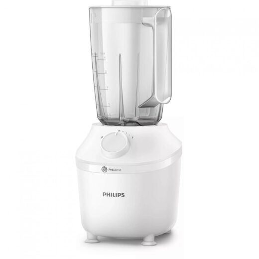 Blender Philips ProBlend Seria 3000 HR2041/00, 450W (o treaptă), Lame din oțel, Bol 1.9L, Picioare cu ventuze, Alb