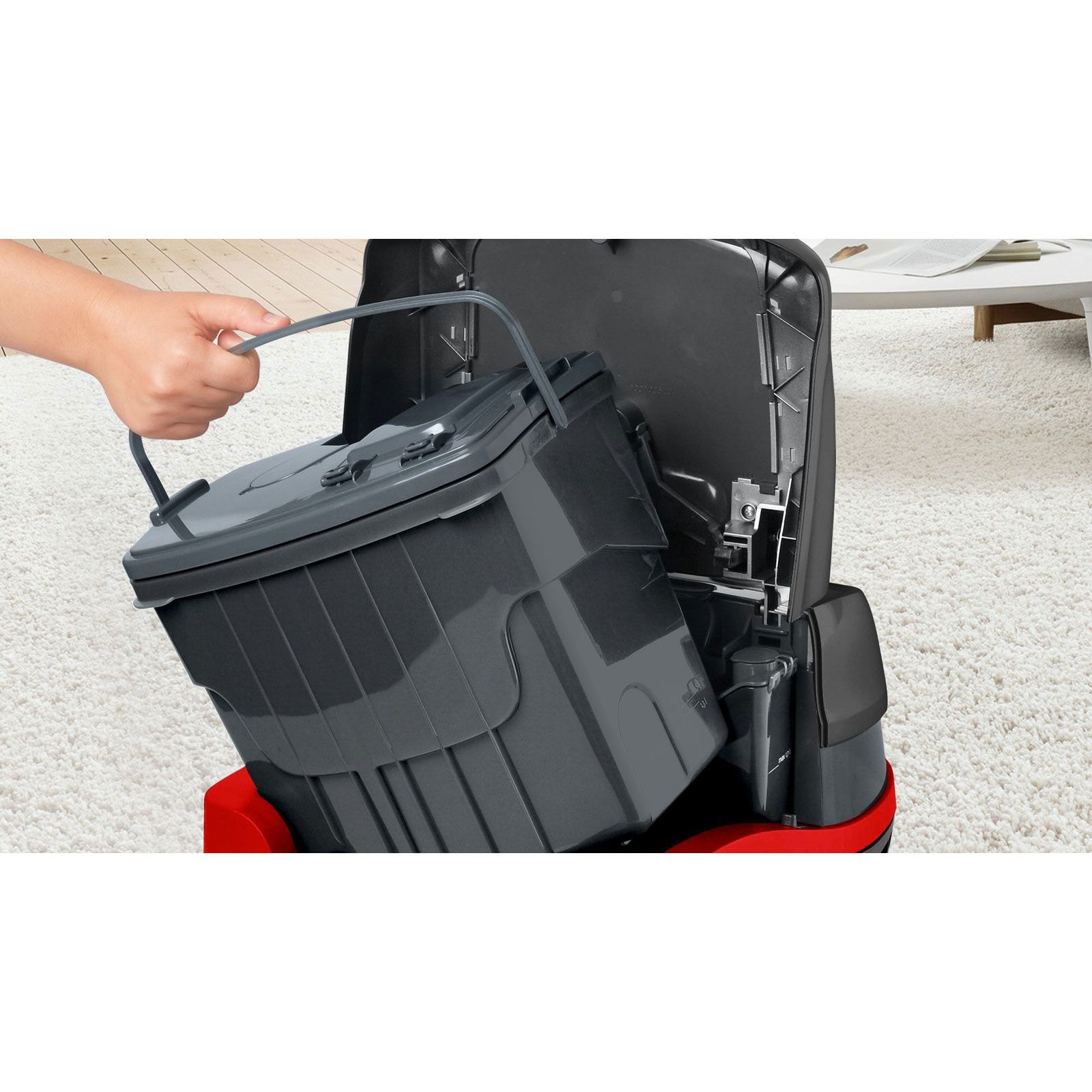 Aspirator multifuncțional cu sac BOSCH Serie 4 AquaWash&Clean BWD421POW, Vârf 2100W, Nominală 1400W, Praf 2.5l, Rezervor 5l, Cablu 9m, 85dBA, Filtru igienic HEPA, G8.7kg, Carbon Black/Tornado Red
