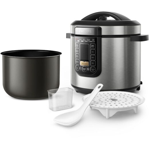 Multicooker All-In-One Philips Viva HD2237/40  1300W  6L  Oală cu înveliș ceramic  Funcţie de gătit presetată  Controlul timpului  Funcție de păstrare la cald 12 ore  Argintiu
