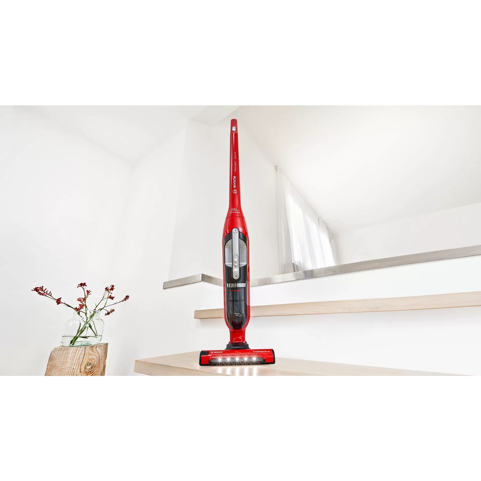 Aspirator vertical BOSCH Serie 4 Flexxo Gen2 ProAnimal 28Vmax BBH3ZOO28, Tornado Red