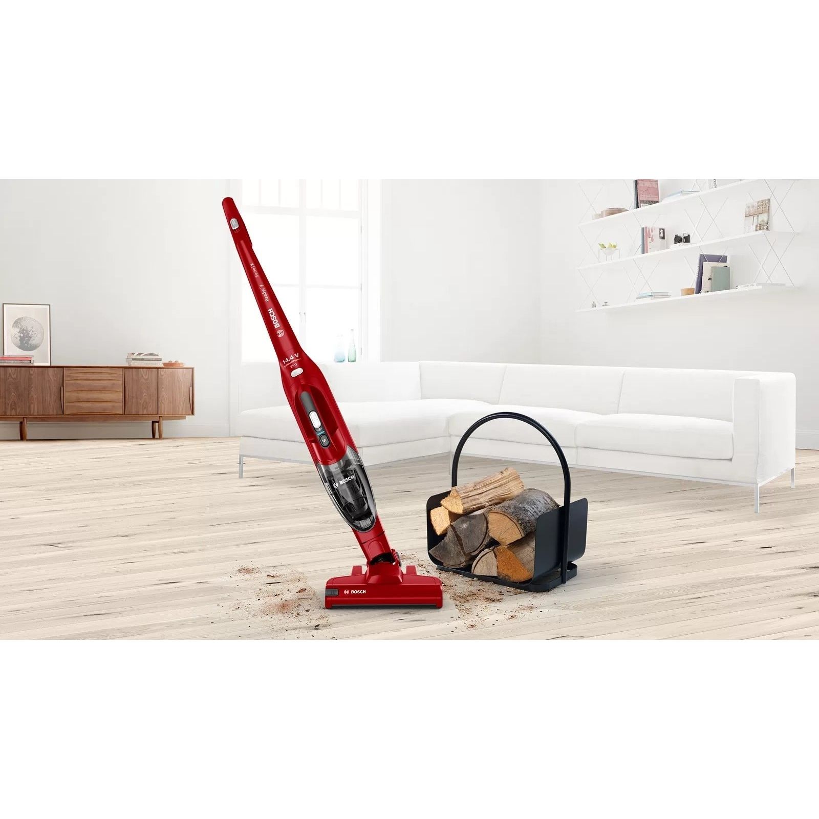 Aspirator vertical 2în1 BOSCH Serie 2 Readyy’y 14.4V BBHF214R, Deep Red Injection