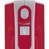Mixer de mână BOSCH Styline MFQ40303, 500W, Două palete FineCreamer din inox, 5 trepte de putere și funcție Turbo, Lavabil în mașina de spălat vase, Mâner Soft Touch, 2 spirale din oțel inoxidabil, Roșu/Gri
