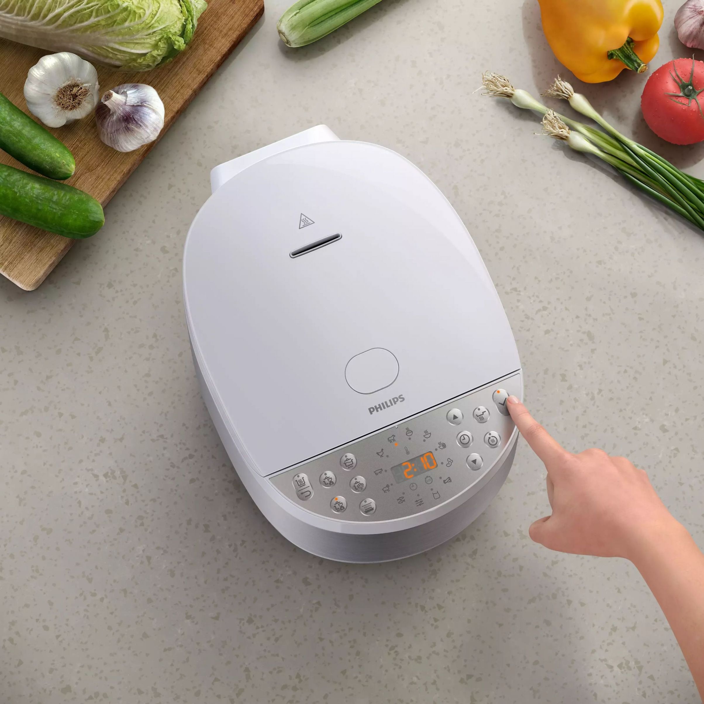Multicooker electric Philips All-In-One Seria 3000 HD4713/40, 980W, Volum 5l, 60 presetări, Vas aluminiu teflonat 6 straturi, Cronometru 24 ore, Păstrare la cald 12 ore, Cablu 0.8m, Rapid Air