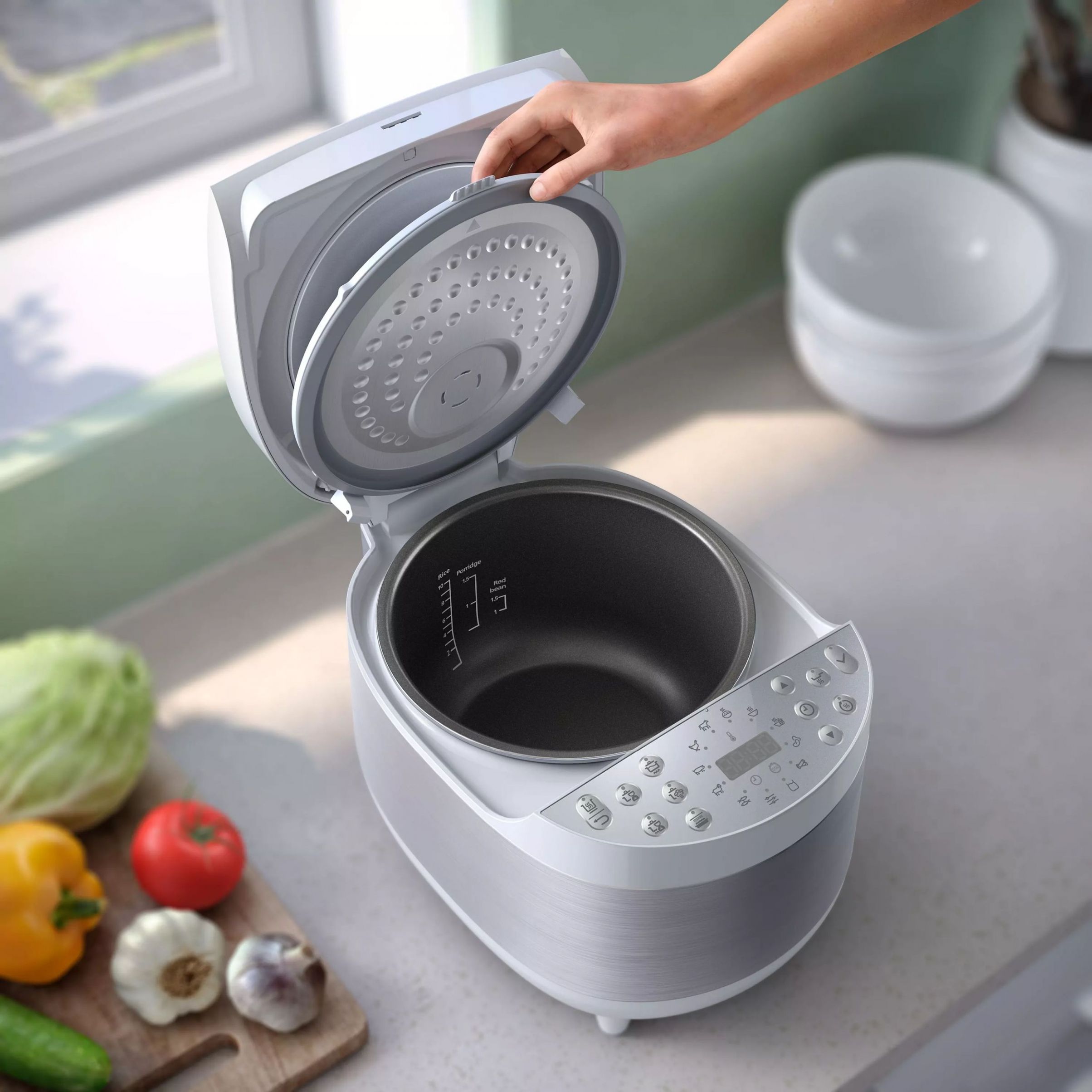 Multicooker electric Philips All-In-One Seria 3000 HD4713/40, 980W, Volum 5l, 60 presetări, Vas aluminiu teflonat 6 straturi, Cronometru 24 ore, Păstrare la cald 12 ore, Cablu 0.8m, Rapid Air