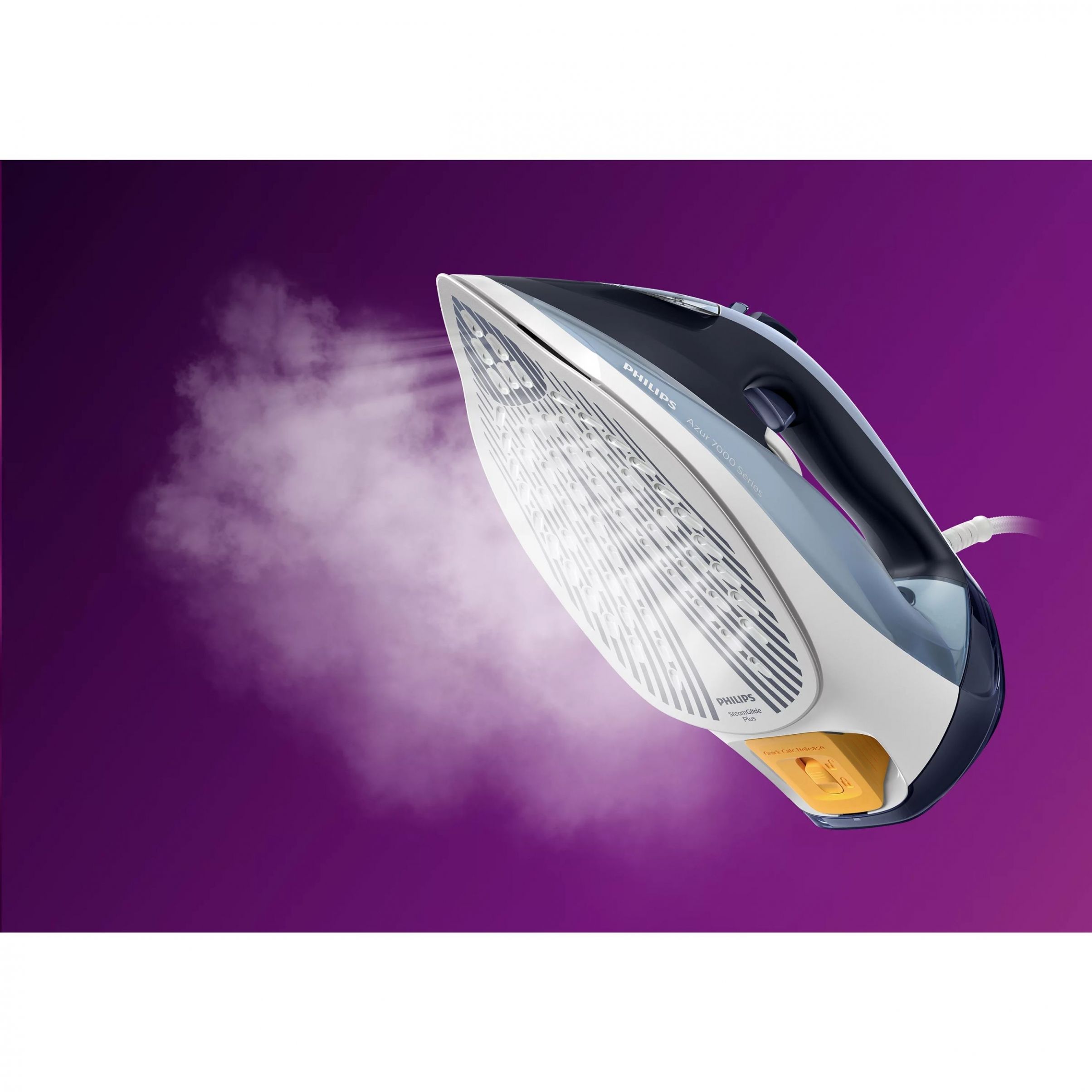 Fier de călcat cu abur Philips Azur Seria 7000 DST7020/20, 2800W, Continuu 50g/min, Jet 250g, Rezervor 300ml, Talpă SteamGlide Plus, C2m, G1.67kg, Cotton Blue
