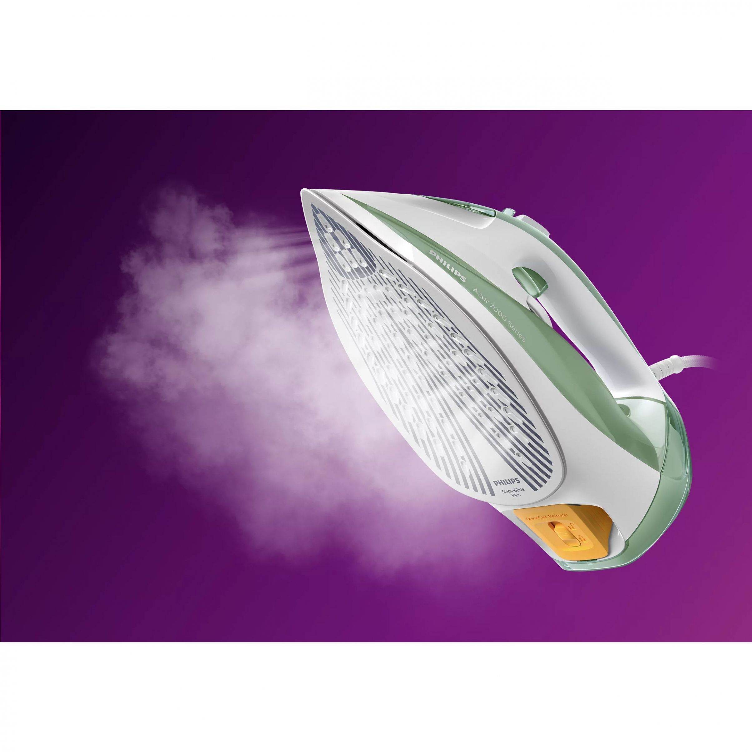 Fier de călcat cu abur Philips Azur Seria 7000 DST7012/70, 2600W, Continuu 45g/min, Jet 220g, Rezervor 300ml, Talpă SteamGlide Plus, C2m, G1.67kg, Desert Green