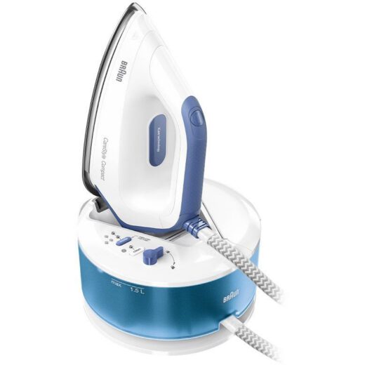 Stație de călcat cu aburi BRAUN CareStyle Compact IS2143BL – 0128804001  2000~2400W  Presiune 6bar  Continuu 125g/min  Jet 420g  Talpă EloxalPlus  Rez1.5l  C1.8m  Tehnologie iCare  FreeGlide 3D  Energy Blue