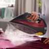 Fier de călcat cu abur Philips Azur Seria 7000 DST7022/40, 2800W, Continuu 50g/min, Jet 250g, Rezervor 300ml, Talpă SteamGlide Plus, C2m, G1.67kg, Black and Red