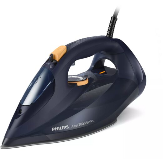 Fier de călcat cu abur Philips Azur Seria 7000 DST7060/20  3000W  Continuu 55g/min  Jet 250g  Rezervor 300ml  Talpă SteamGlide Elite  Oprire automată  C2m  G1.82kg  Blue and Yellow