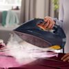 Fier de călcat cu abur Philips Azur Seria 7000 DST7060/20, 3000W, Continuu 55g/min, Jet 250g, Rezervor 300ml, Talpă SteamGlide Elite, Oprire automată, C2m, G1.82kg, Blue and Yellow