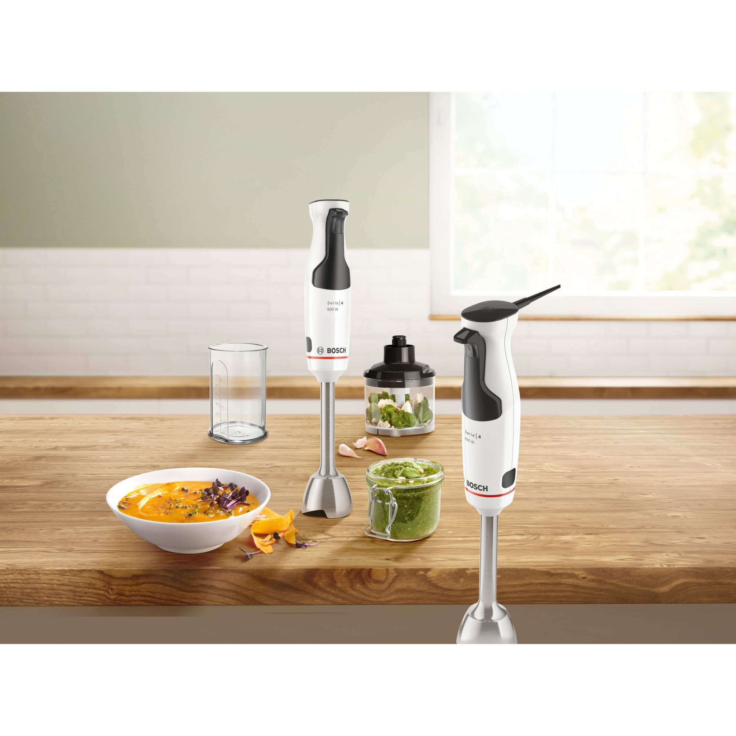 Blender de mână BOSCH Serie 4 ErgoMaster MSM4W220, 600W, Alb, Black Grey