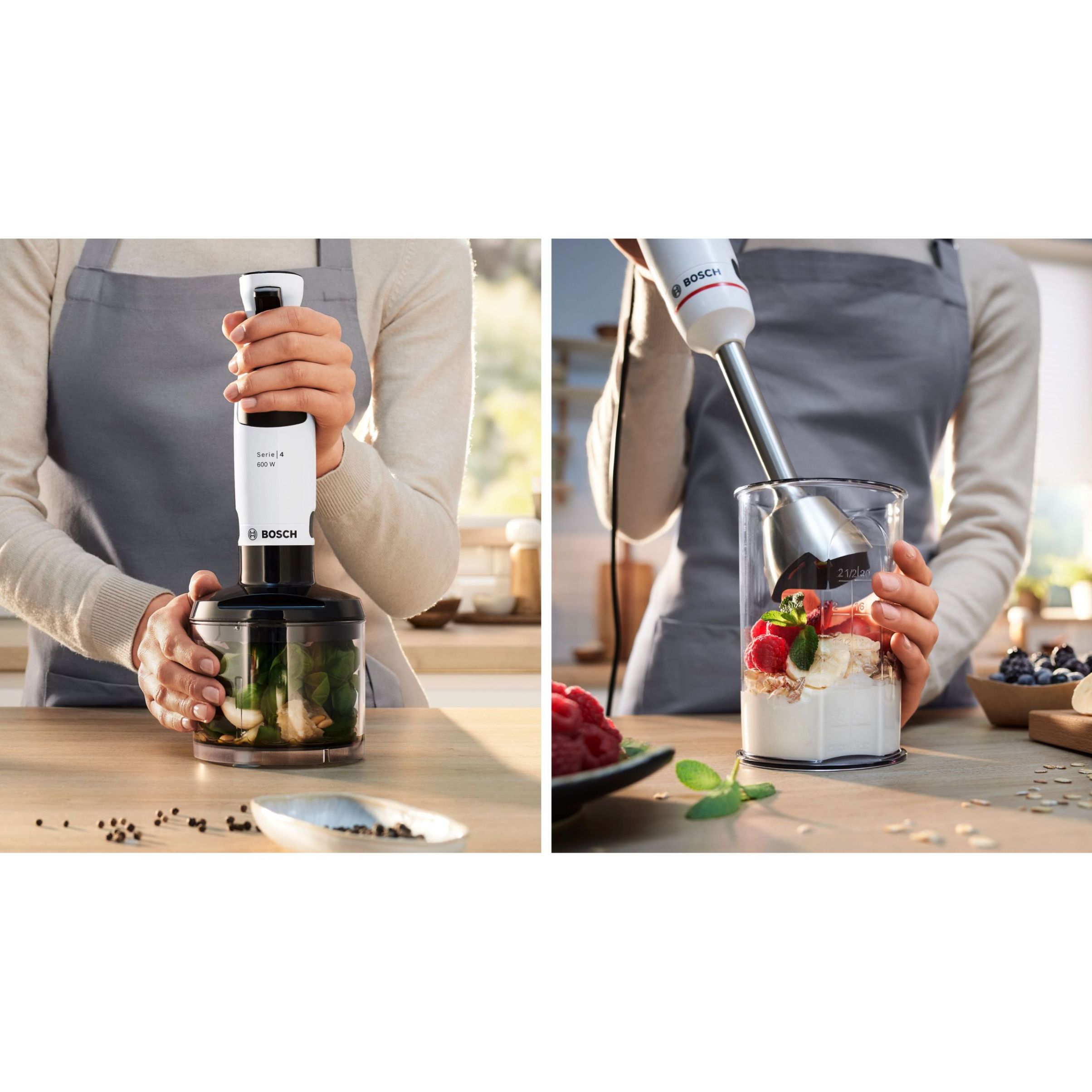 Blender de mână BOSCH Serie 4 ErgoMaster MSM4W220, 600W, Alb, Black Grey