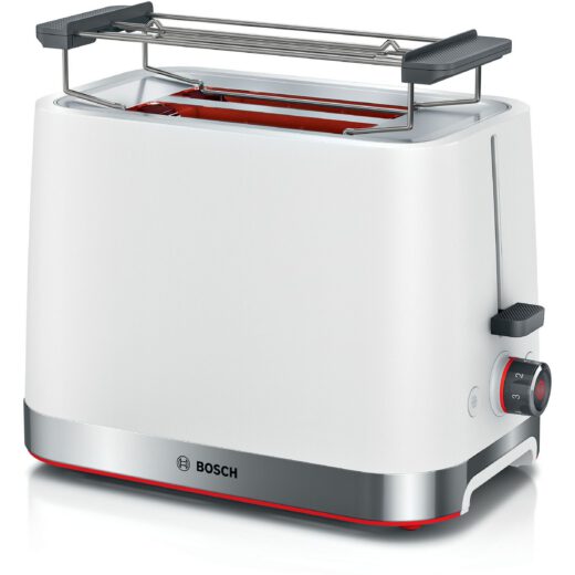 Prăjitor pâine compact BOSCH MyMoment TAT4M221  2 sloturi  Dezghețare  Încălzire  High Lift  Alb