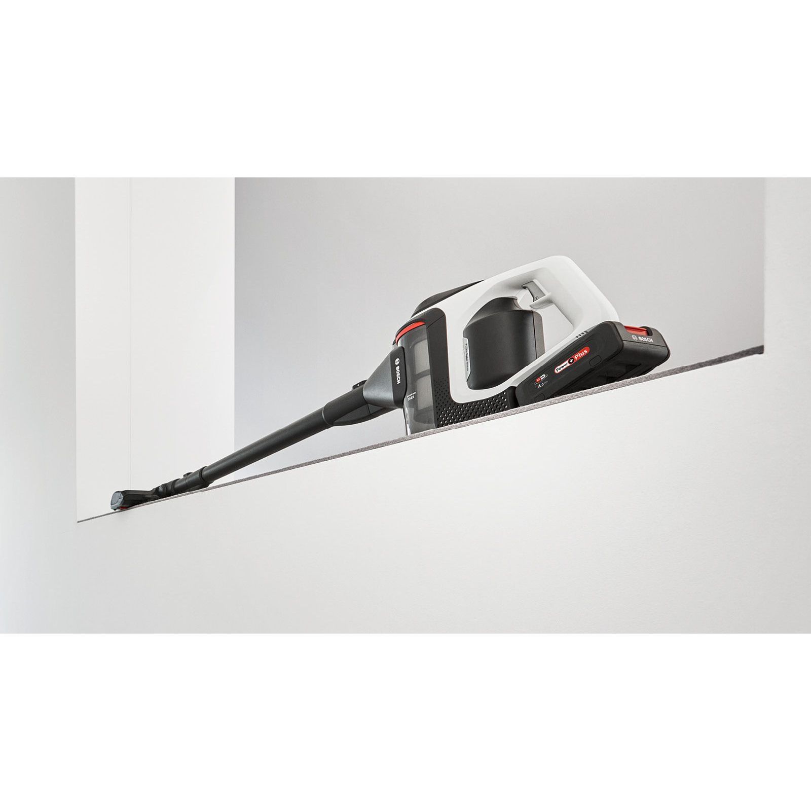 Aspirator vertical BOSCH Serie 8 Gen2 Unlimited BBS8214, TurboSpin (3 trepte, Turbo), Acumulator Li-Ion 18V 4A, Praf 0.40l, Perie LED AllFloor HighPower, G3.10kg, Polar White