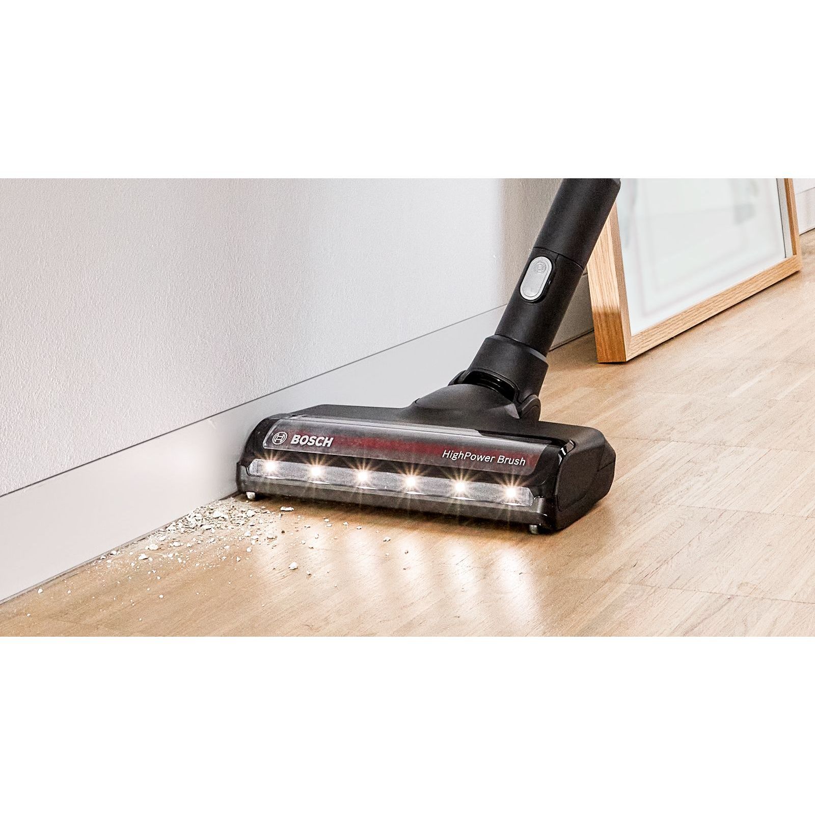 Aspirator vertical BOSCH Serie 8 Gen2 Unlimited BBS8214, TurboSpin (3 trepte, Turbo), Acumulator Li-Ion 18V 4A, Praf 0.40l, Perie LED AllFloor HighPower, G3.10kg, Polar White