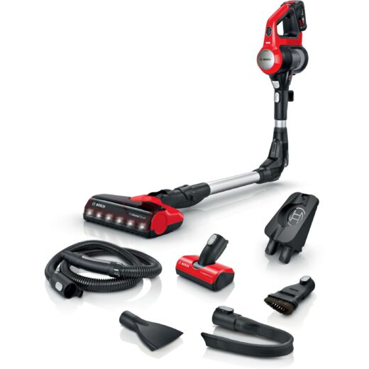 Aspirator vertical BOSCH Serie 7 Unlimited ProAnimal BCS711PET  TurboSpin (3 trepte  Turbo)  Acumulator Li-Ion 18V 3A  Praf 0.30l  Perie LED ProAnimal  QuickStand  Nozzle Foot Release  G2.90kg  Tornado Red